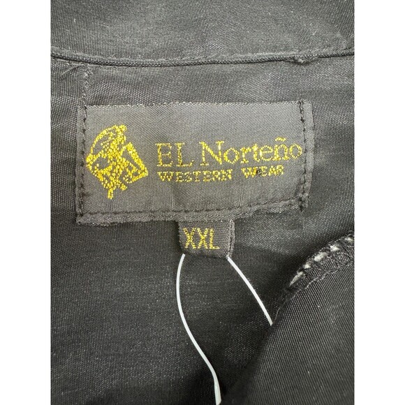El Norteño Western Wear Men's Short Sleeve Button Down Shirt Size XXL Black NWT - Picture 6 of 8